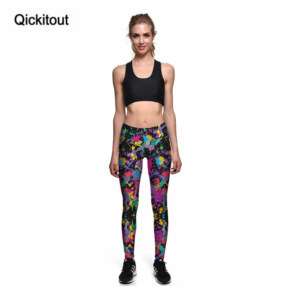 Женские леггинсы с высокой талией Qickitout Сексуальные Разноцветные штаны