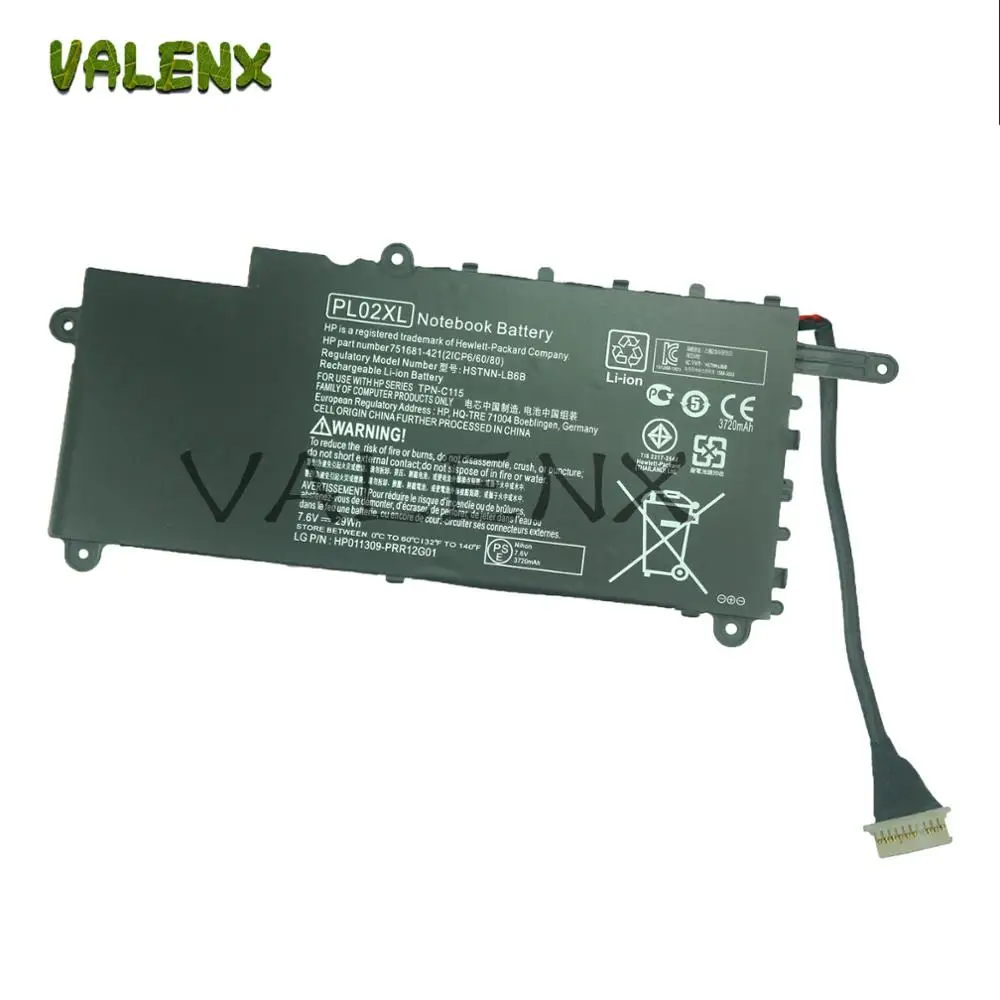Оригинальный аккумулятор VALENX PL02XL для ноутбука HP PAVILION 11 X360 SERIES 11-n010dx HSTNN-LB6B 751681-421