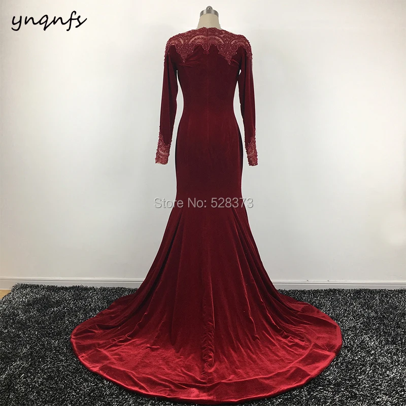 YNQNFS MD156 настоящая церемония юбилей вечернее платье Русалка с длинным рукавом
