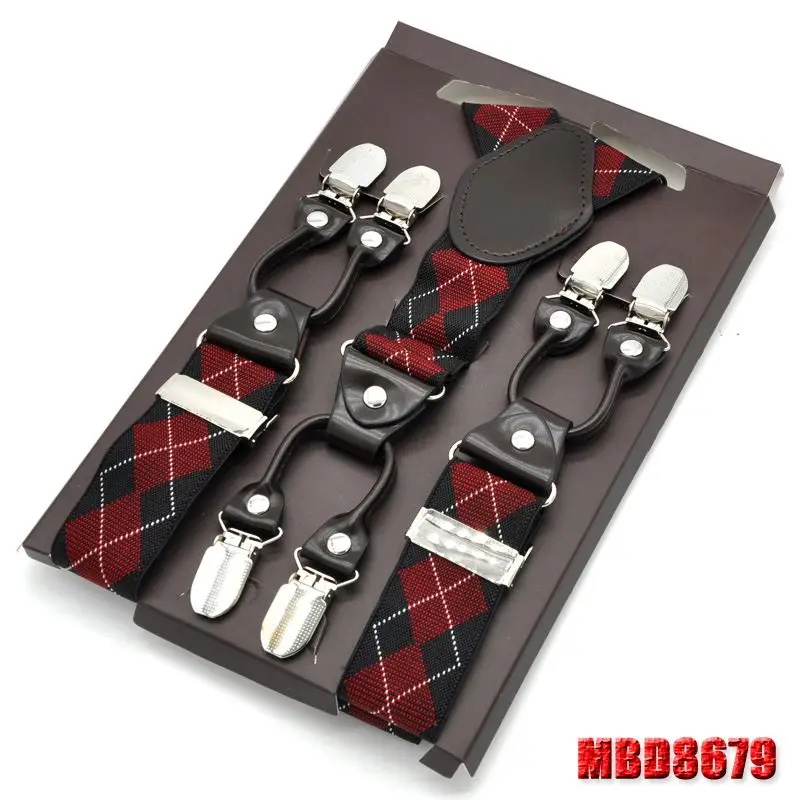 MBD8679 Мужские подтяжки на подтяжках, Эластичные подтяжки, Модные 6 клипсов, брюки в западном стиле, мужские подтяжки, свадебные аксессуары, sangle MBD8608 - Цвет: MBD8679