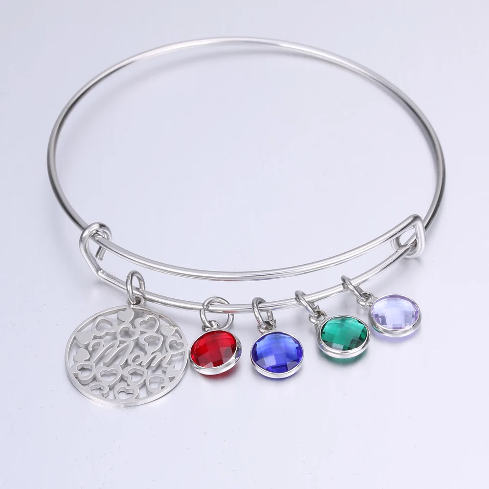 Женский браслет из нержавеющей стали с камнем-талисманом | Украшения и