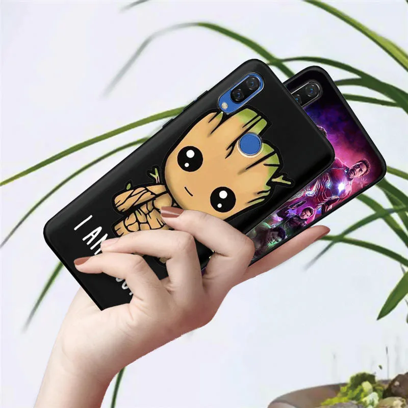 Чехол Marvel Мстители Герои милый Грут для Huawei Honor 20 Pro 10 9 9i 8 Lite 8X 8C 7A 7X V20 View 20 черный ТПУ чехол Etui