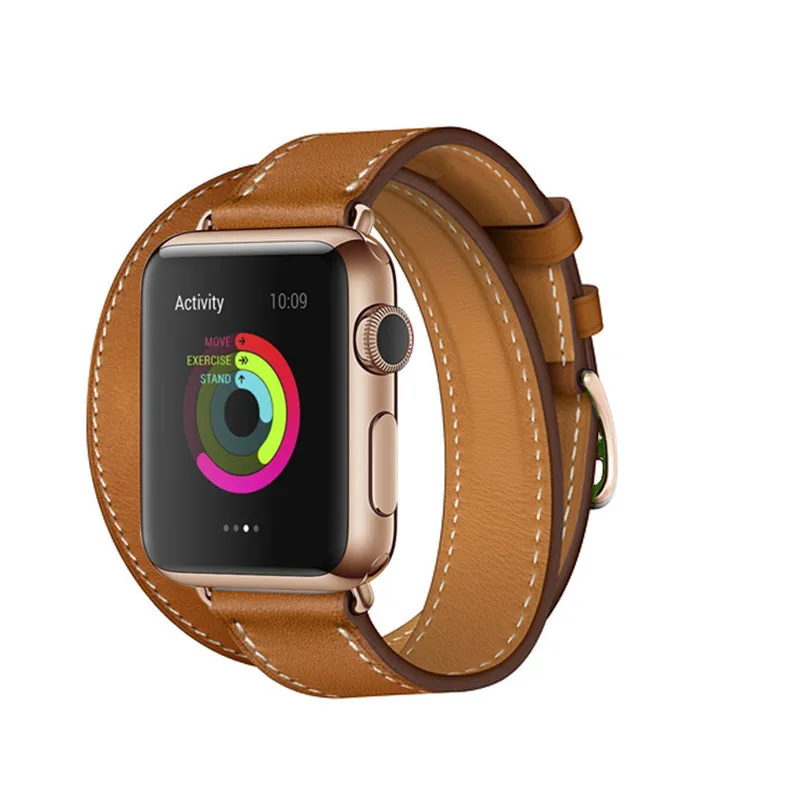 Ремешок с пряжкой из розового золота для Apple Watch, ремешок 38 мм, 42 мм, 44 мм, 42 мм, браслет из натуральной кожи, серия 4, 3, 2, 1