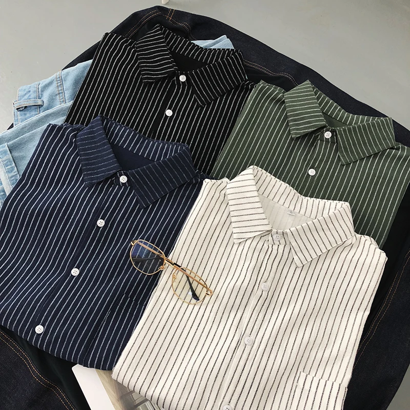 2018 Мужская футболка с коротким рукавом в Вертикальную Полоску camisa masculina новый