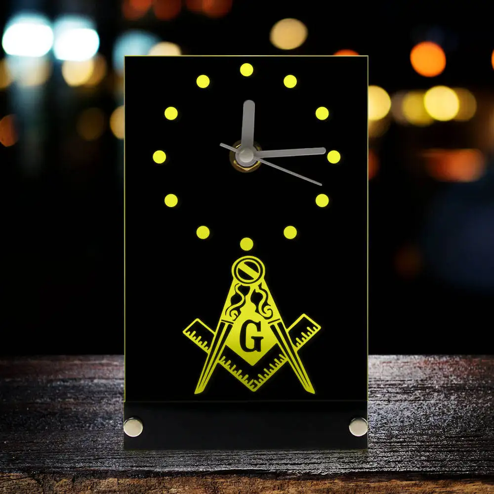 Электронные настольные часы масонский масон Freemason с квадратными и компасом