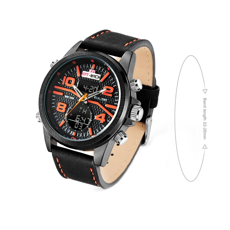 KAT WACH мужские цифровые часы водонепроницаемые спортивные Led Horloge Heren цвета черный