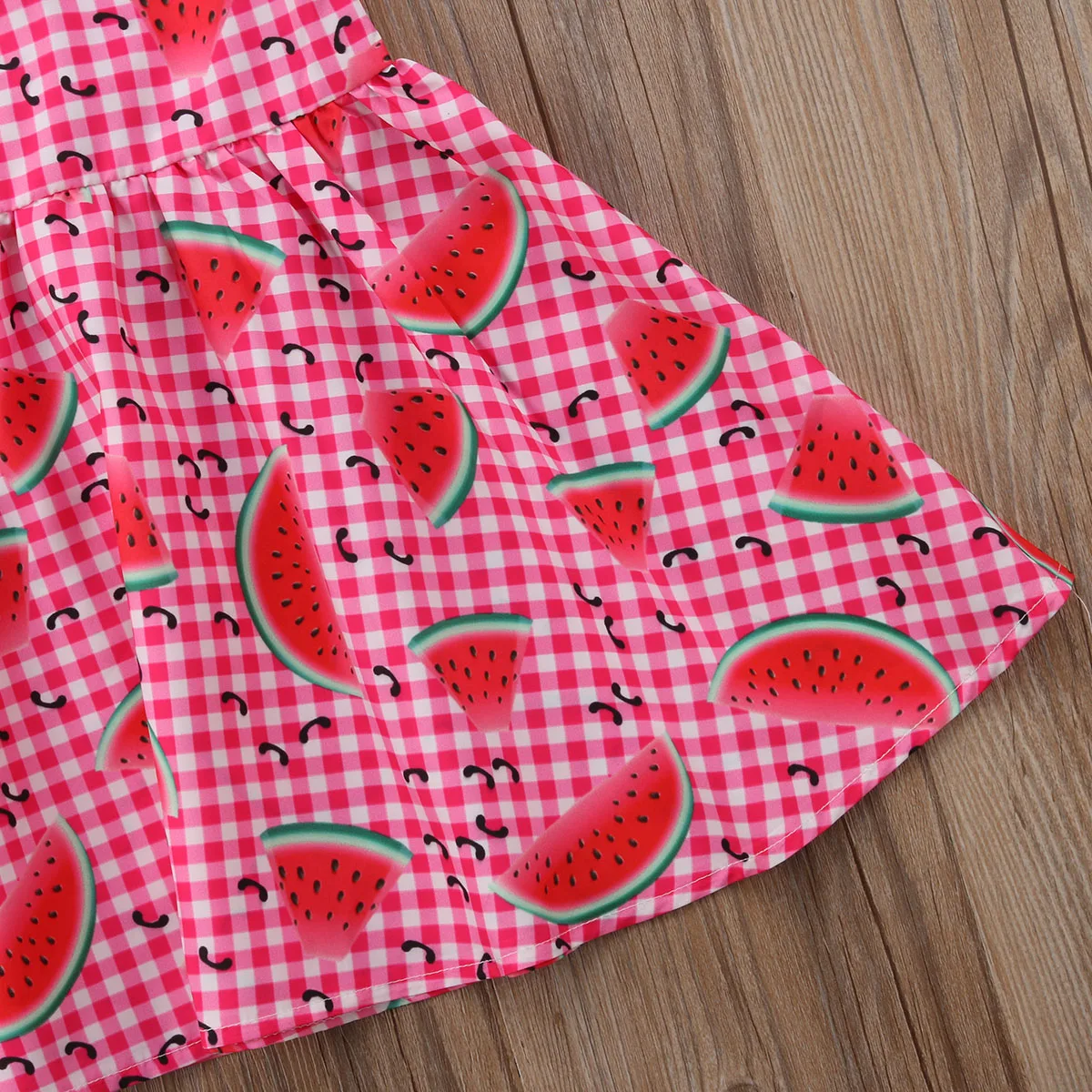 Girl Kids Clothing Dress Watermelon Printing Checks Mini Sleeveless Dresses Age 1-5 Years Summer Cotton | Детская одежда и обувь
