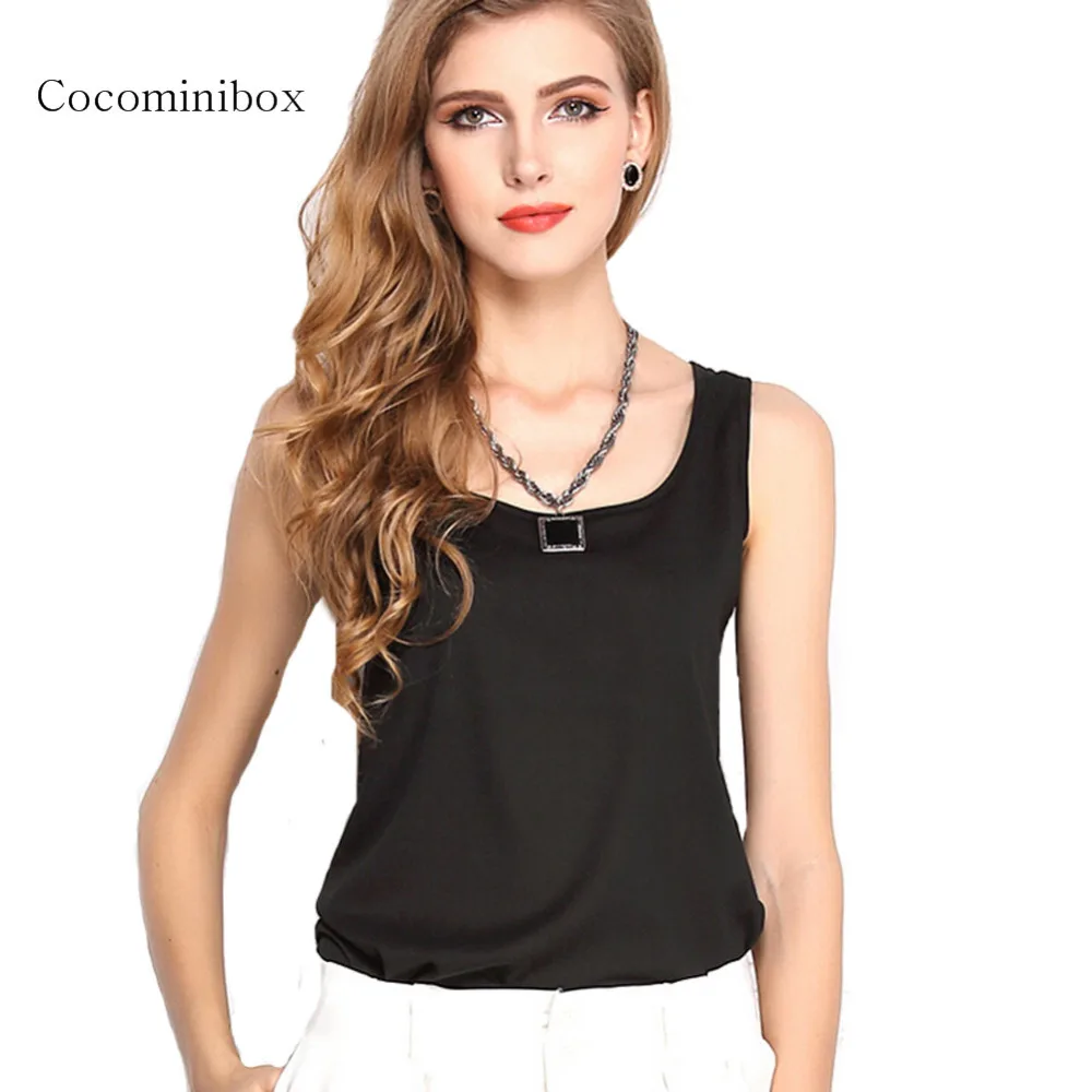 Women Casual Soft Round Neck Chiffon Tank Top Summer Regular Sleeveless Fitness Solid t shirt Plus Size | Женская одежда