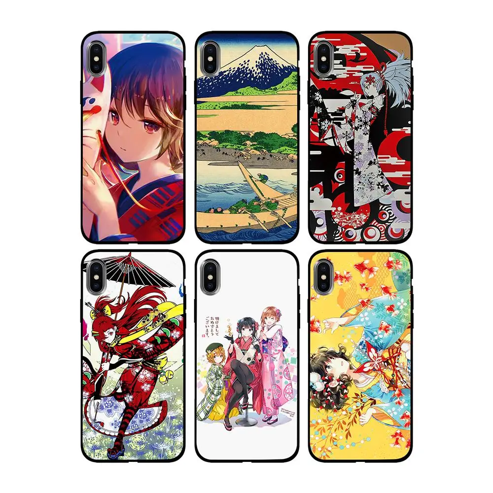 Японские кимоно Аниме Девушка Мягкий ТПУ чехол для Apple iPhone 6 6S 7 8 Plus 5 5S SE X XS MAX XR