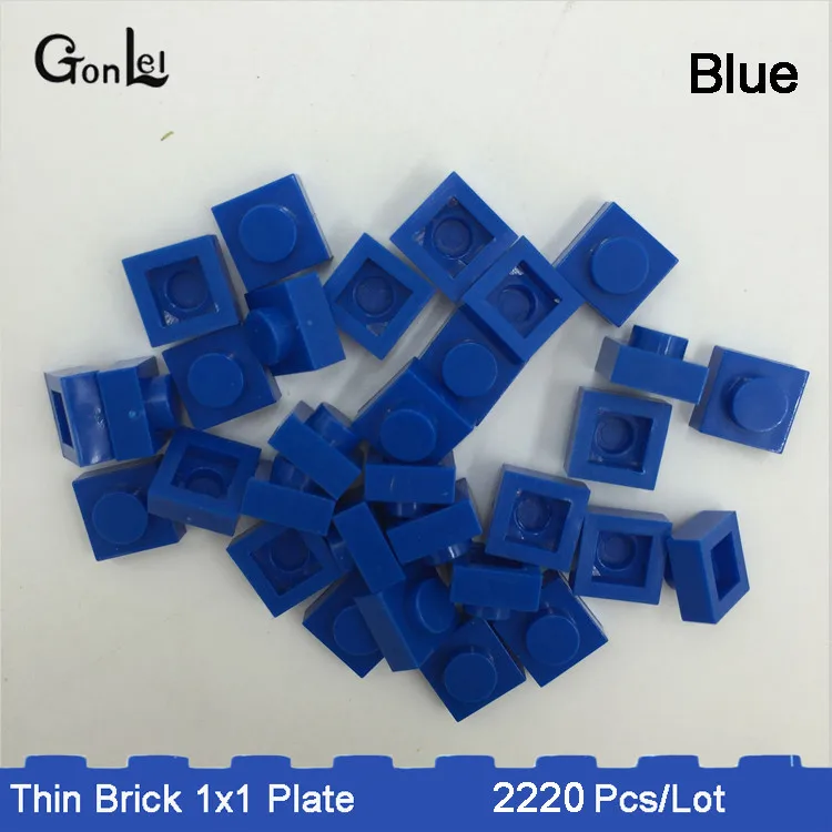 blue color 2220 шт./лот MOC кирпич 1x1 пластины части 33 цвета выбор сделать qr-код и MOC Конструкторы блоки DIY игрушка ребенок совместим с - Цвет: blue color