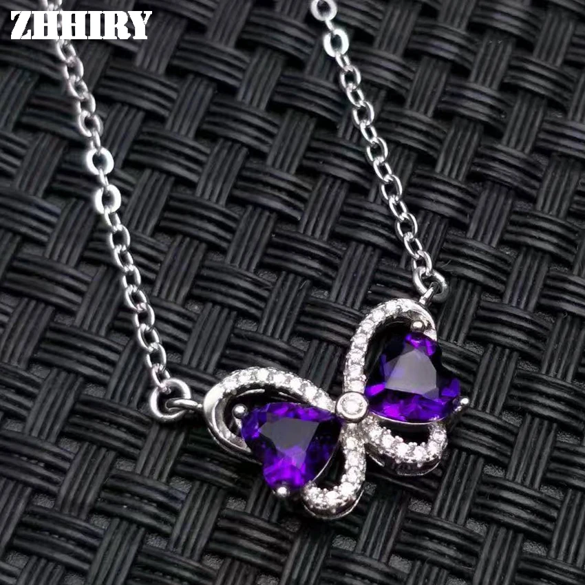 Женская натуральная фиолетовая подвеска с аметистом из настоящего твердого