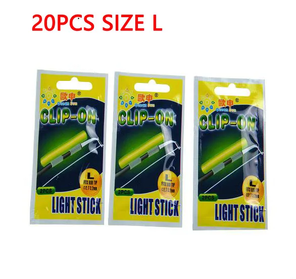 20pcs L Клип на! 20 шт.(10 Сумки) XL, L, M Ночная рыбалка Освещение палочка ручки Зеленый химической палке рыбалка рыбалка рыболовные принадлежности попловкидля рыбалки - Цвет: 20pcs L