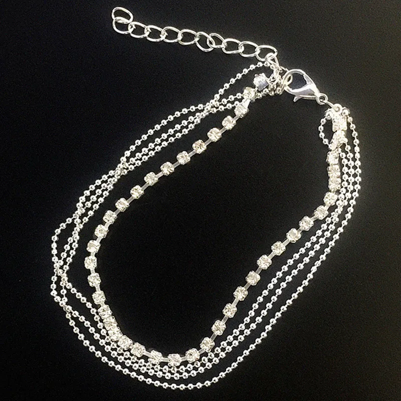 1 шт. многослойная Сексуальная кристальная цепочка на лодыжку летний браслет