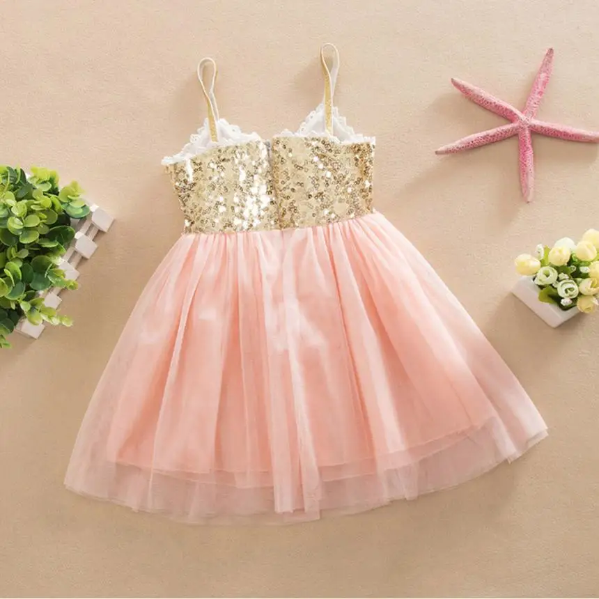 Kids Girls Princess Sequins Toddler Tulle Lace Tutu Slip Dress summer clothes sweet and graceful party star July 21 | Детская одежда и
