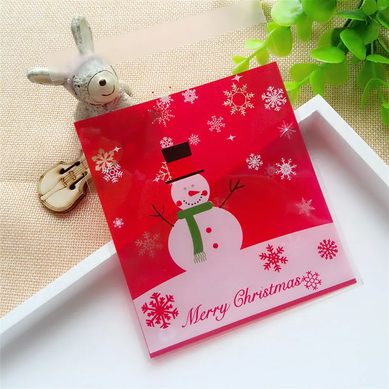 100 шт./лот красный Рождественский Снеговик клейкая сумка печенье diy Подарочные