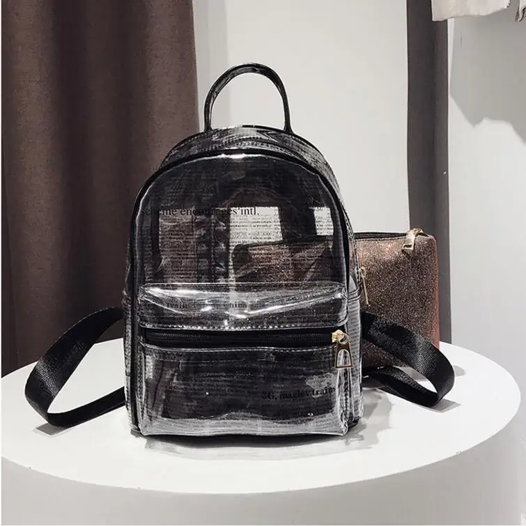 2018 женские ПВХ прозрачные Желе рюкзаки с буквенным принтом женский