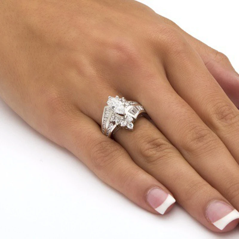 Hot Selling Female Finger Rings Plated Gold/Silver Color Irregular Geometric Round Square Shape Zircon Women Ring Jewelry Gifts