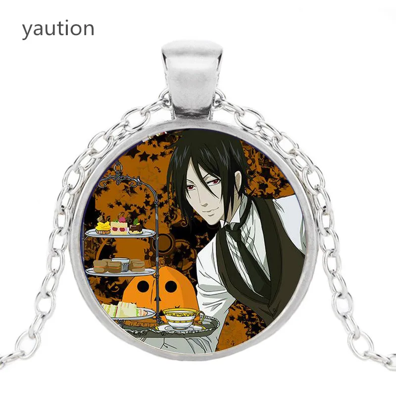 Черный Дворецкий стеклянный кабошон для кулона ожерелье Kuroshitsuji Ciel Phantomhive Sebastian