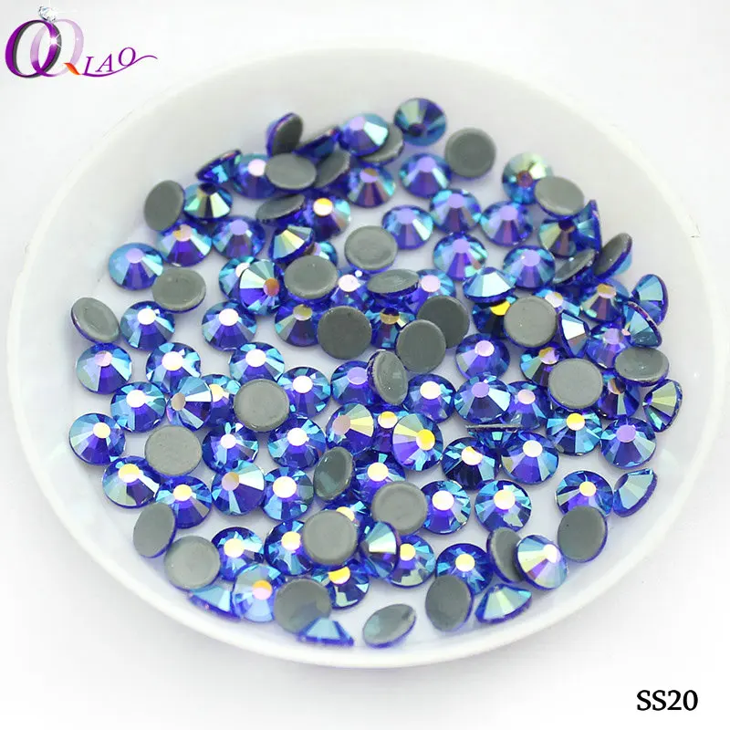 Sapphire AB QIAO SS16 SS20 изысканный AB плоский задний стразы горячей фиксации хрустальные стразы одежды свадебное платье одежда драгоценный камень 1440 шт - Цвет: Sapphire AB