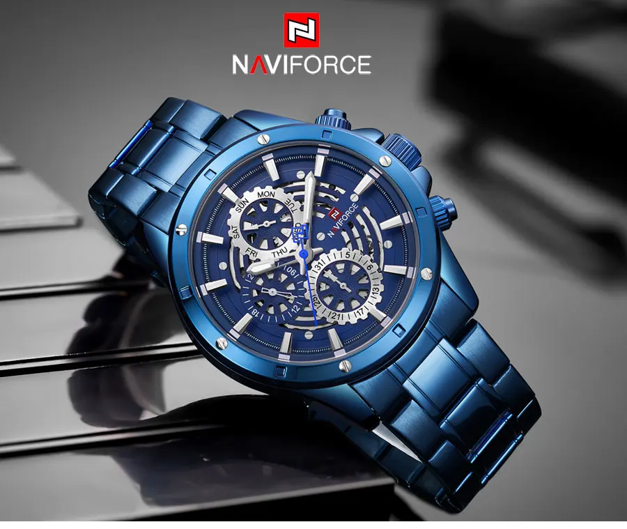 NAVIFORCE, люксовый бренд, кварцевые часы для мужчин, нержавеющая сталь, скелет, спортивные часы для мужчин, s, модные, водонепроницаемые часы, Relogio Masculino