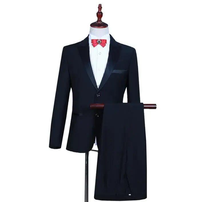 Singer stage Photo studio Take a photo clothing for men groom suit set with pants mens wedding suits costume formal dress black