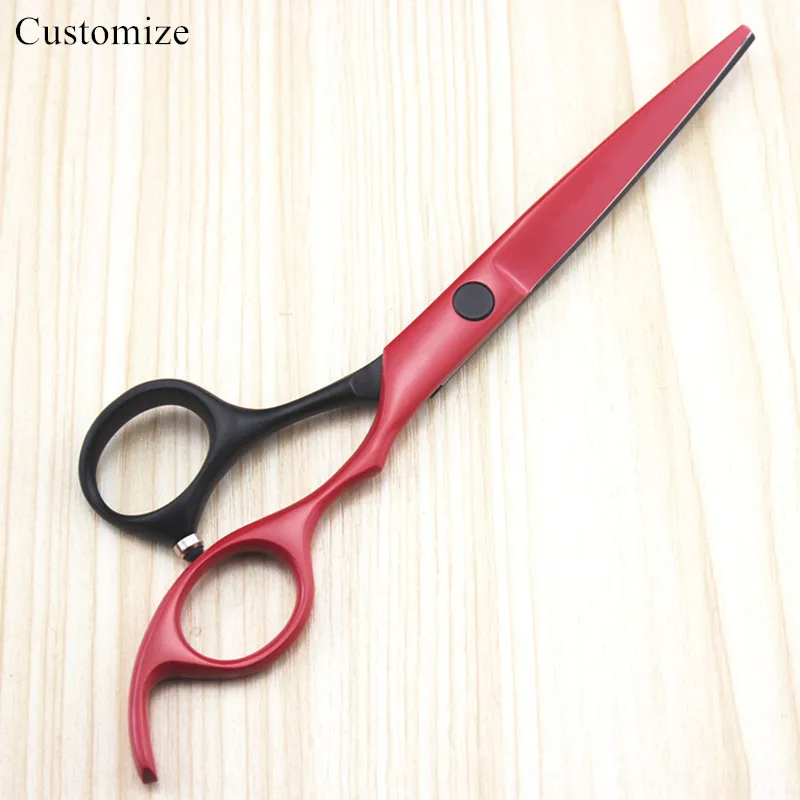 

Customize japan 440c 6 inch red&black cut hair salon scissors cutting barber makas scissor Thinning shears hairdressing scissors