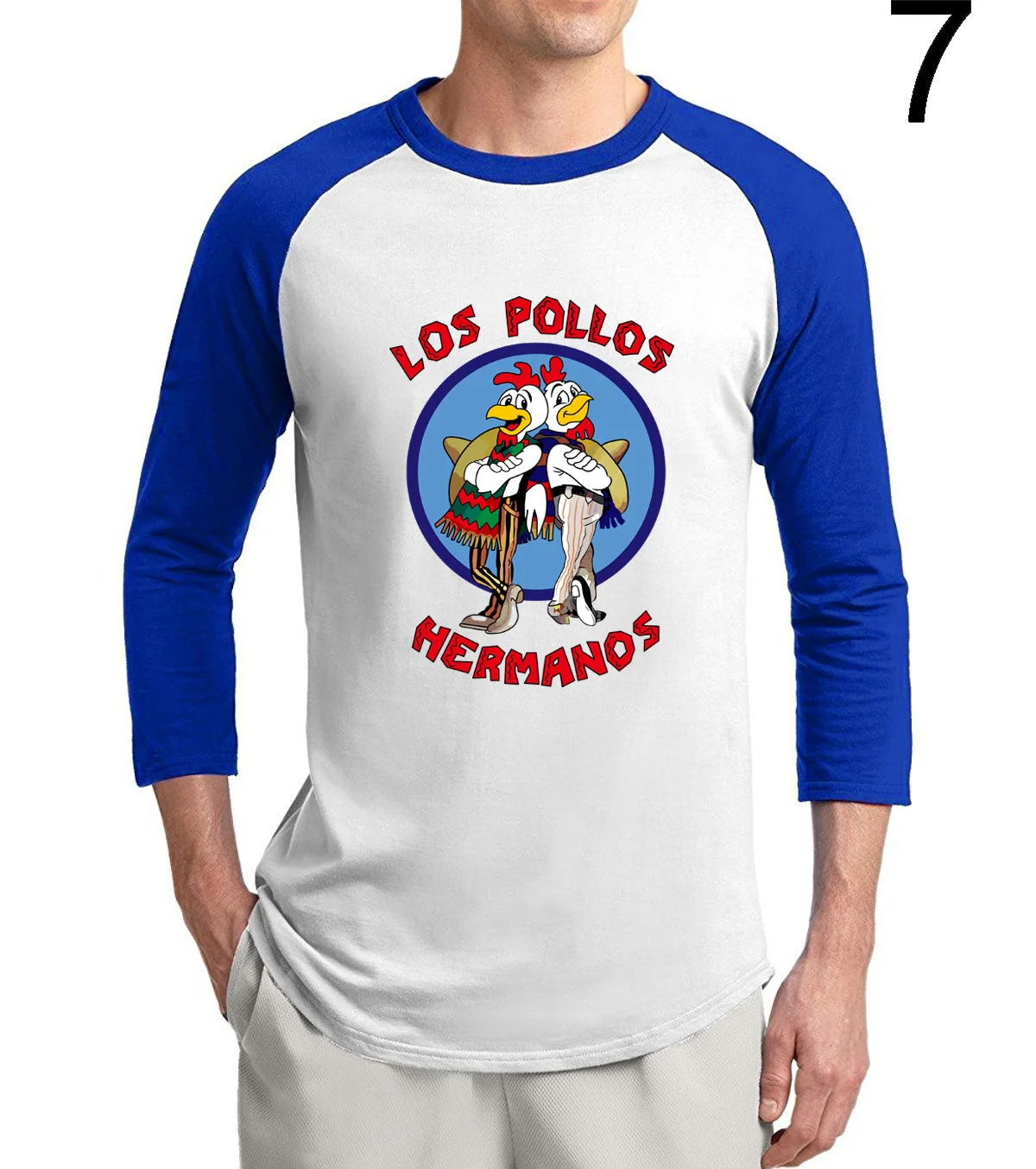 Breaking Bad LOS POLLOS Hermanos, футболка, куриные братья, лето,, 3/4 рукав, футболка, хлопок, реглан, Мужская футболка - Цвет: blue white