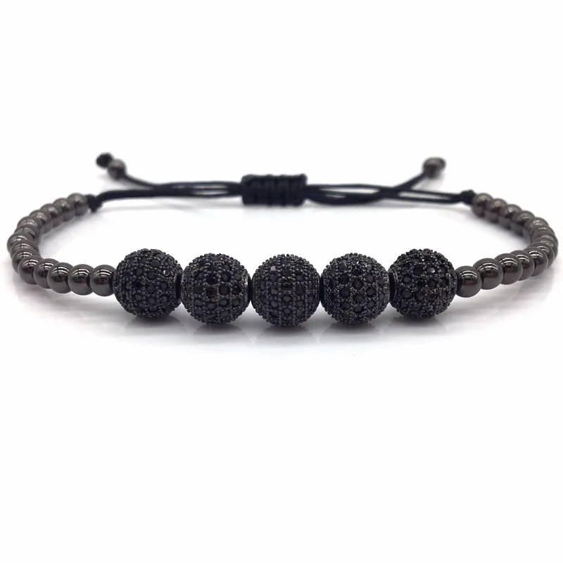 Популярный бренд 2020 модный браслет с фианитами 8 мм и 4 медными бусинами Плетеный