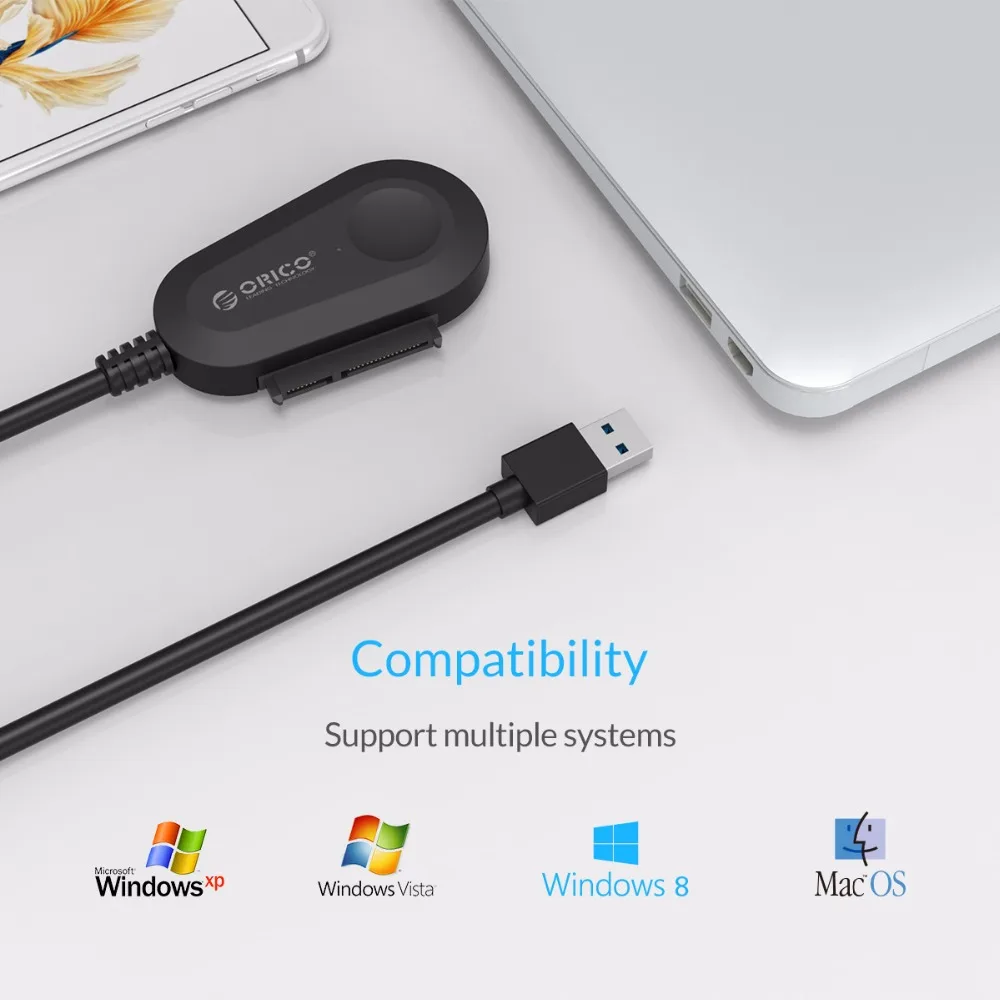 Внешний жесткий диск ORICO 35UTS USB 3 0 2 5 и дюйма SATA со встроенным 8 дюймовым кабелем