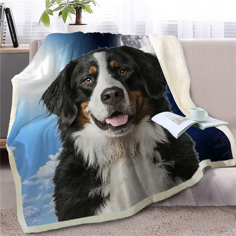Dog 2 Blesslive одеяло для питомца собаки шерпы на кровать 3D Border Collie Throw Одеяло покрывало для животных день и ночь небо пейзаж чехол для дивана - Цвет: Dog 2
