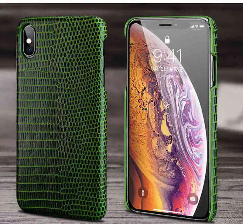 Чехол из натуральной кожи для Iphone XS максимальный чехол для задней крышки чехол с рисунком ящерицы для Apple Iphone X XS кожаный чехол Корпус