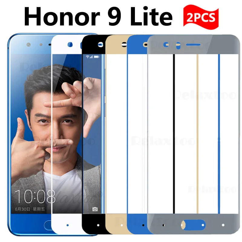 

2 pcs Honor 9 lite Tempered protective glass on for Huawei honor9 lite honor 9lite light gray blue glass Screen Protector Film