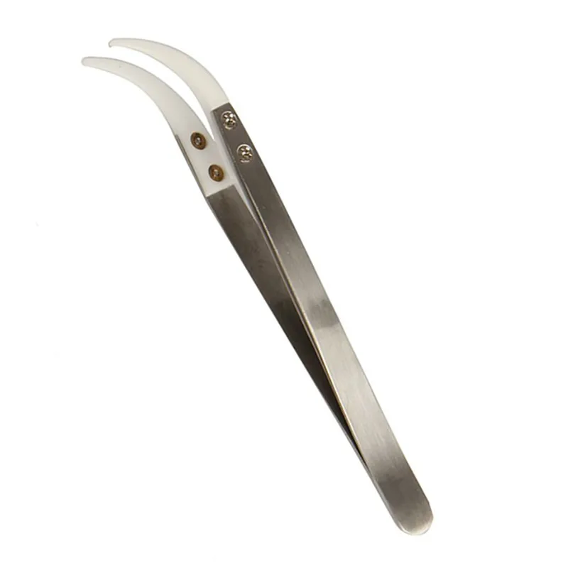 

Koolboy 1Pc Ceramic Tweezers Fine Pointed Tips Stainless Steel Tweezer Handle Curved Aimed Repair Tools L M S Size D4