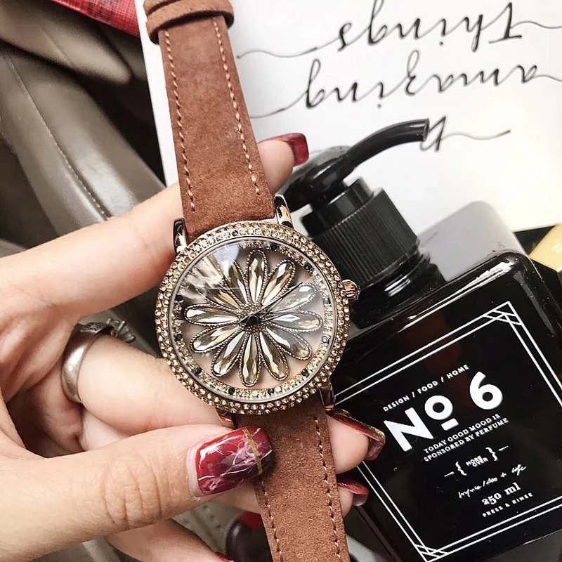 Модные вращающиеся на 360 градусов Фиолетовые женские часы с циферблатом