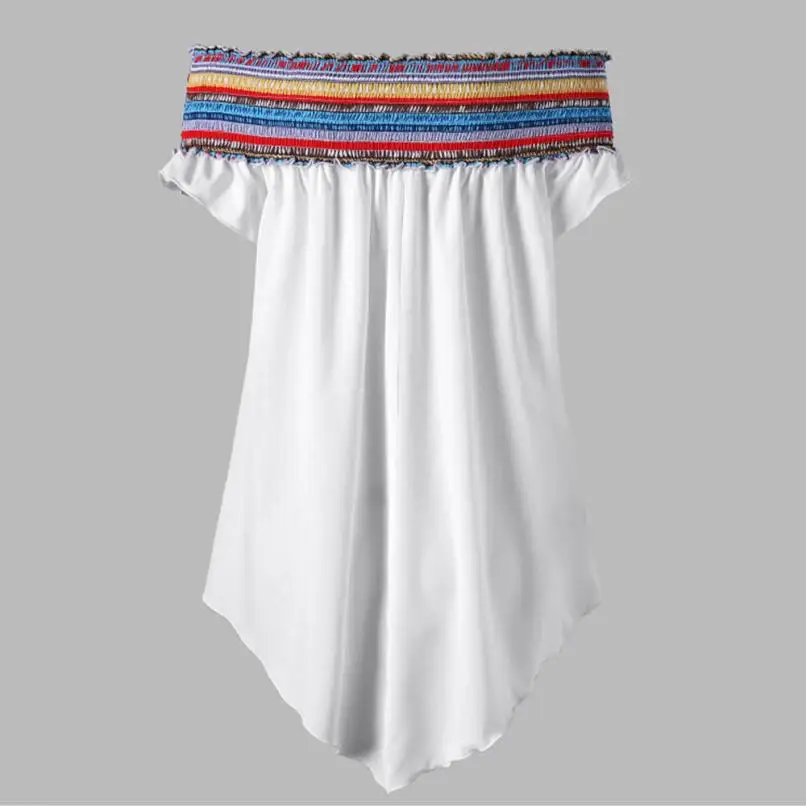 Plus Size 5XL Ladies blusas Fashion Womens specialColorful Ethnic Elastic Print Off Shoulder Tunic Blouse Tops summer 2018 #F |