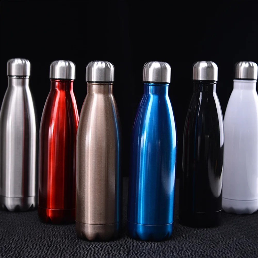 Solid Color Vacuum Flask Water Bottle Leak-proof Stainless Steel Thermos Cold Insulated Car Bicycle Drink Cup | Дом и сад