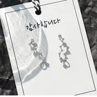Серги-гвоздики с белыми цирконами seven stars, корейские ювелирные изделия, 2019
