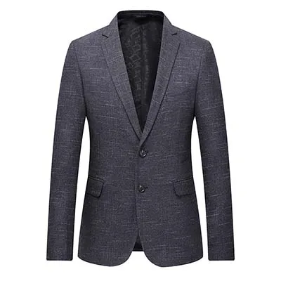 LONMMY, плюс размер, 6XL, 7XL, Мужской Блейзер, куртка, двойная пуговица, переворачивается, мужской костюм, пиджак, в клетку, приталенный, синий, темно-синий, новинка, весна - Цвет: 501 gray
