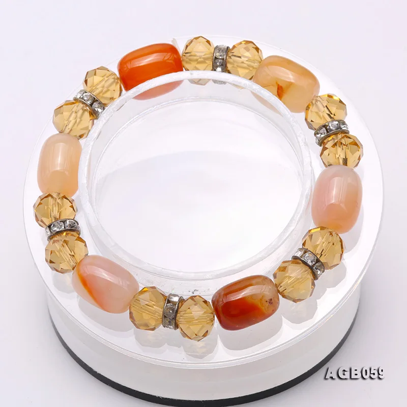 Fashion 10*14mm Colorful Irregular Nature Agate Beads Bracelet Gemstone Wristaband Handmade Women Jewelry 8&quot | Украшения и