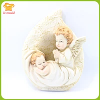 lx mold new sleeping baby prayer angel silicone mould household soap gypsum soft clay molds religious candle
