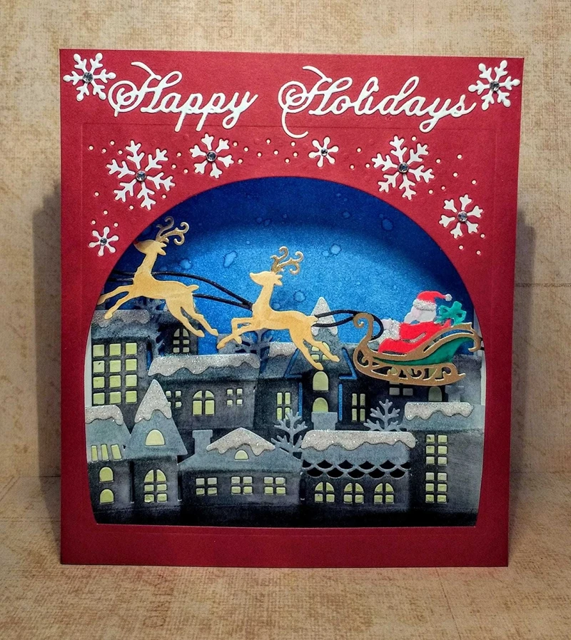 Build a Scene Dies Winter Christmas Xmas Metal Cutting Die Stencil For Diy Scrapbooking Cards Crafts Dies Cutter Decor