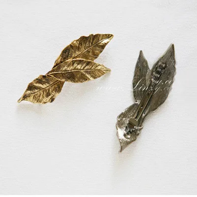 Шпильки для волос женские металлические с тремя листьями ручной работы
