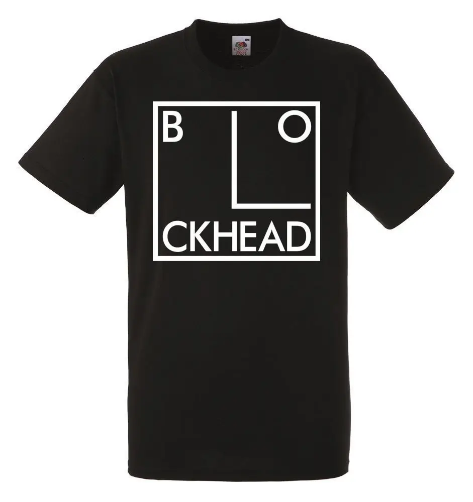 Мужская черная футболка в стиле рок с логотипом blockhead новые размеры повседневная