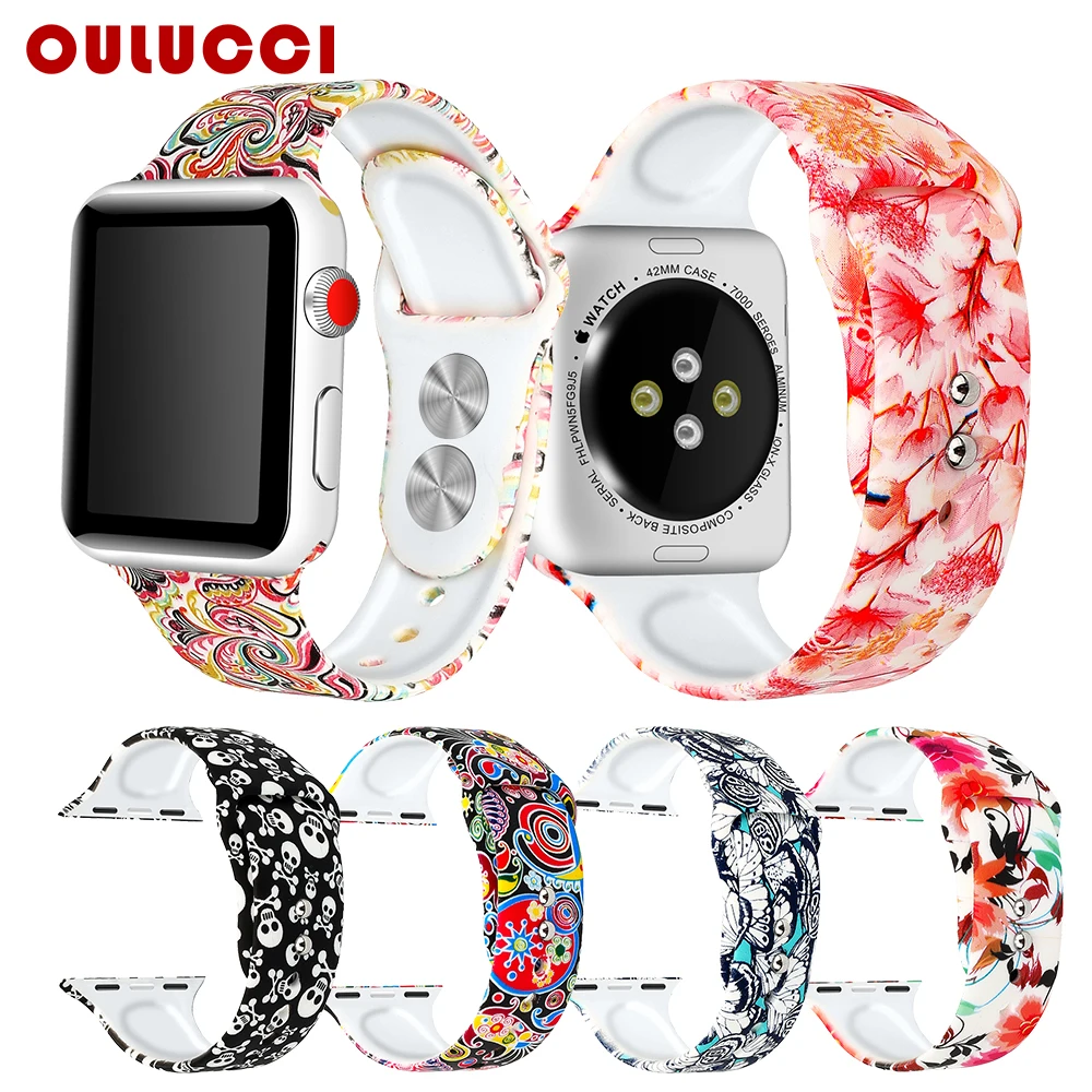Ремешок OULUCCI силиконовый для Apple Watch 38 мм 42 40 44 мягкий мультяшный мужской и женский