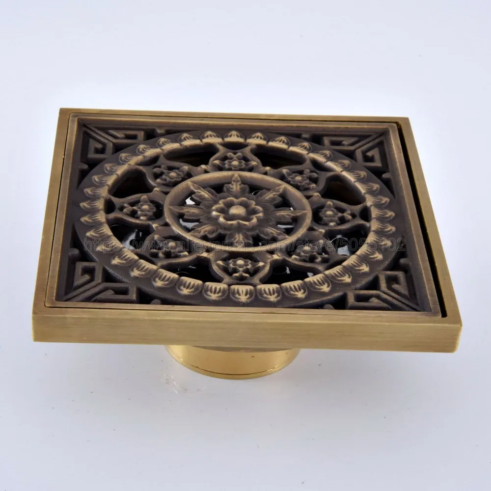 Античная латунная сливная решетка для ванны и душа 10x10 см квадратная невидимая
