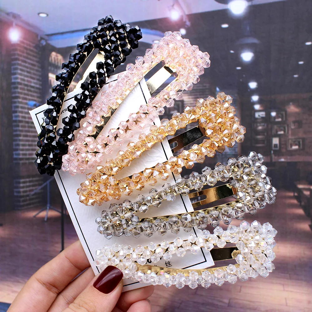 Новые женские аксессуары для волос Кореи в виде капли с кристаллами и бусинками для девочек, банты, заколки-барретты.