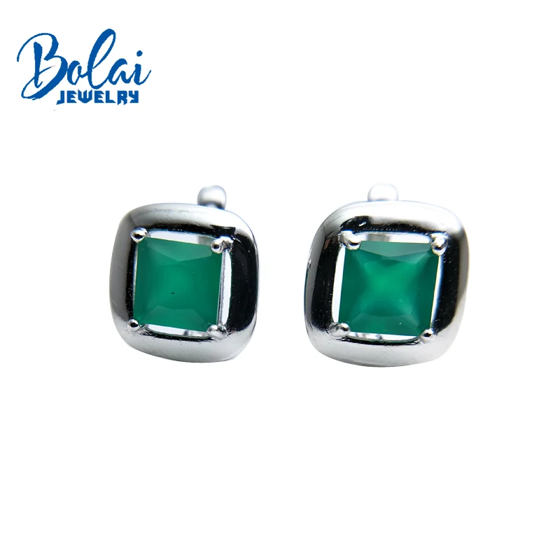 Bolaijewelry, 925 серебро, ювелирные изделия с серьгами, натуральный зеленый агат и дымчатый квадрат мм, для девушек на выбор, Рождественская коробка на выбор