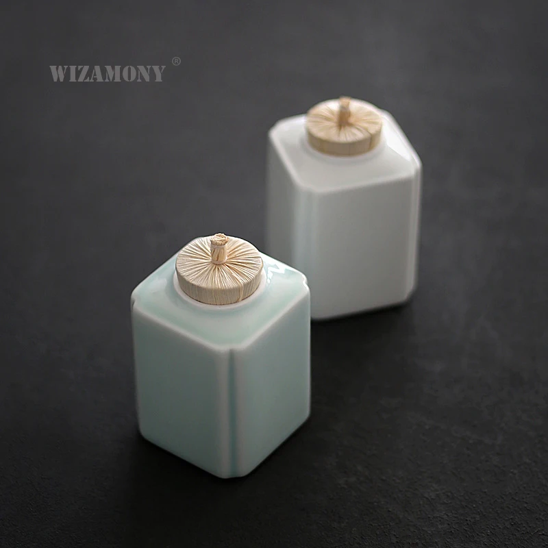 WIZAMONY Китайский Цзиндэчжэнь Чайный Кадди маленький керамический контейнер из