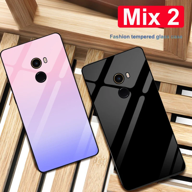 Чехол для xiaomi mi Mix 2 однотонный чехол из закаленного стекла телефона Mix2 с