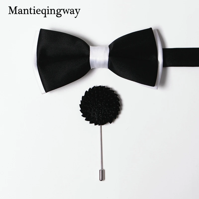Mantieqingway новый бренд 6 см полиэстер галстук-бабочка и брошь булавки набор для